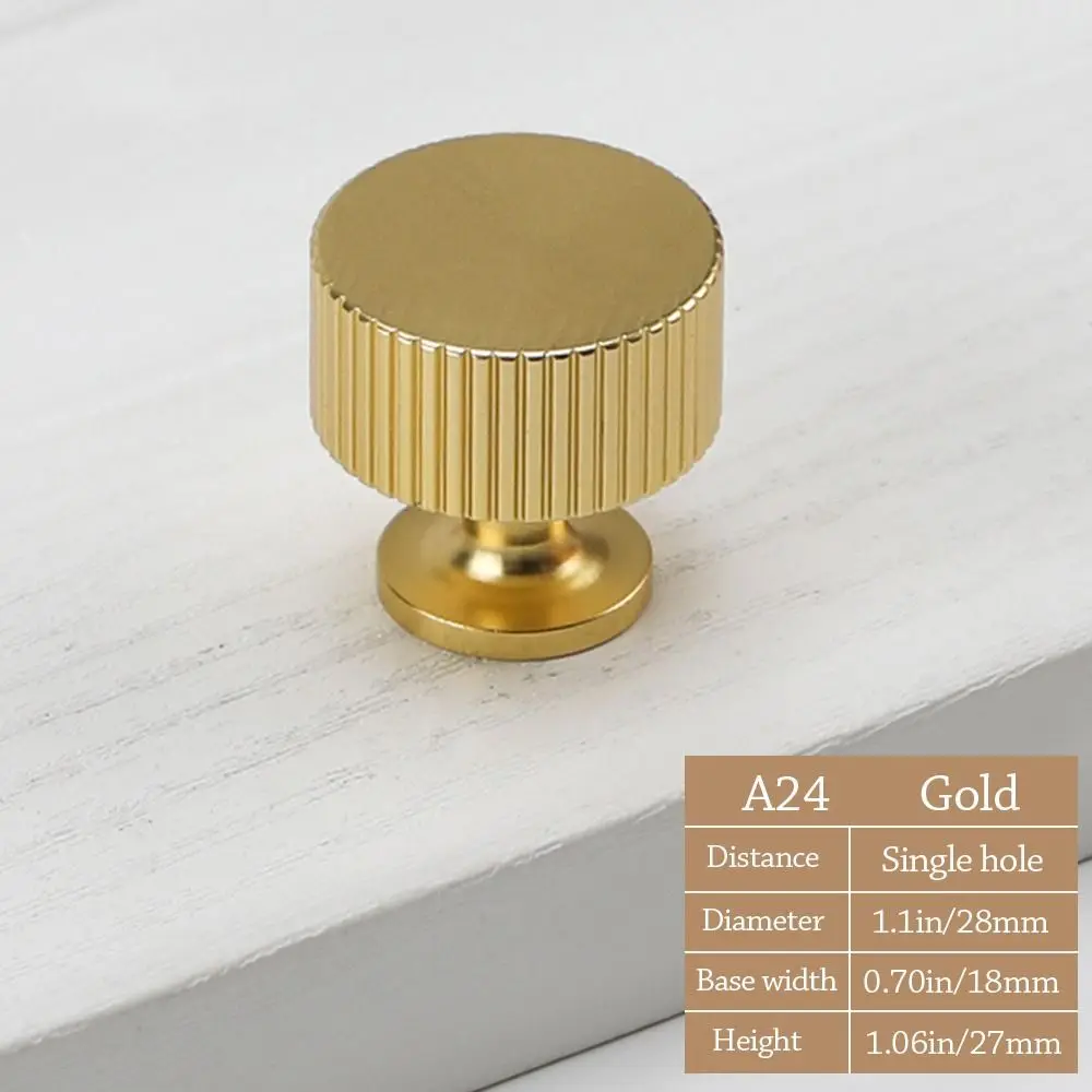Simple Knurled Cabinet Drawer Knob Round Gold Cupboard Knob Single Hole Design Modern Furniture Accessories for Home