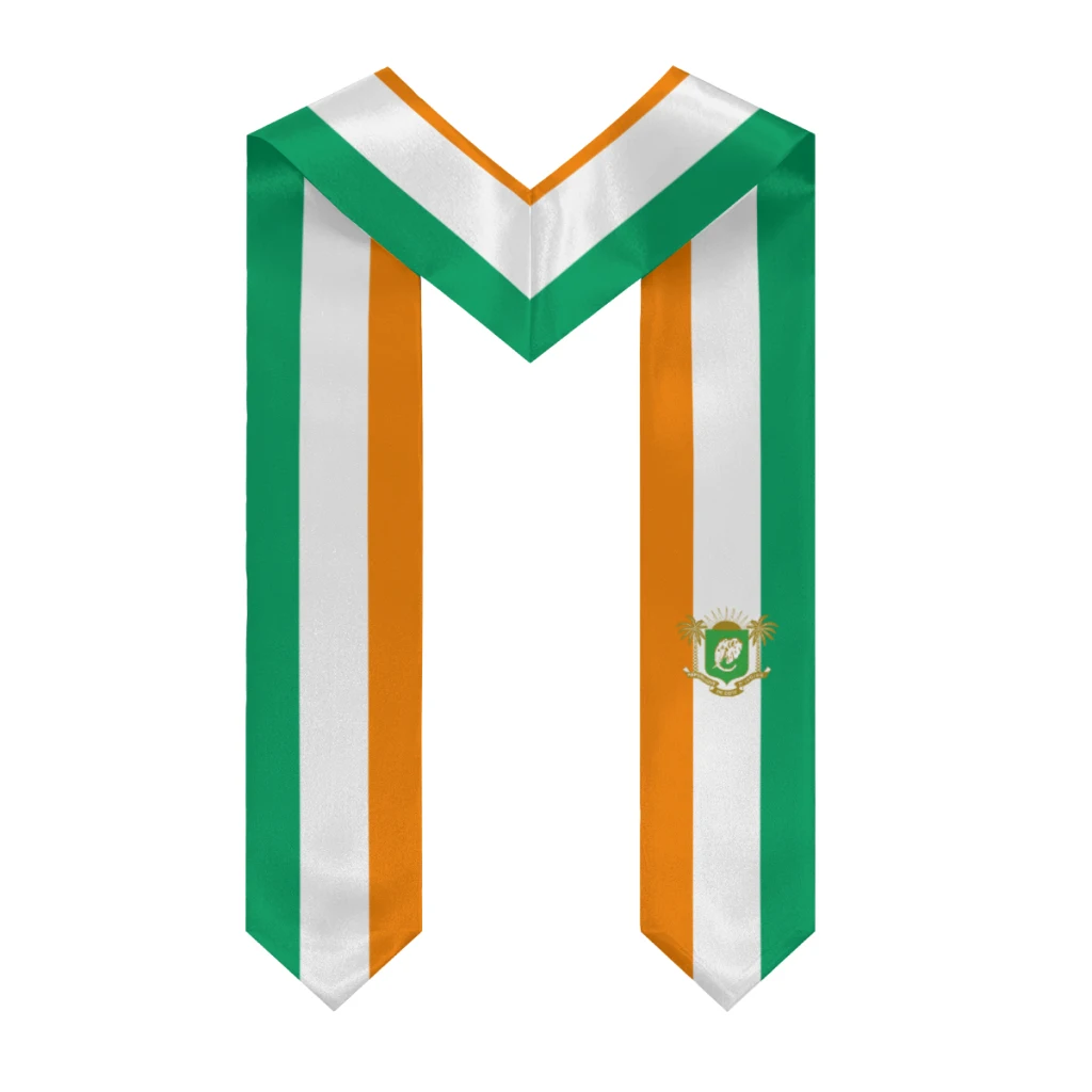 More design Graduation shawl Cote d'Ivoire Flag & United States Flag Stole Sash Honor Study Aboard International Students