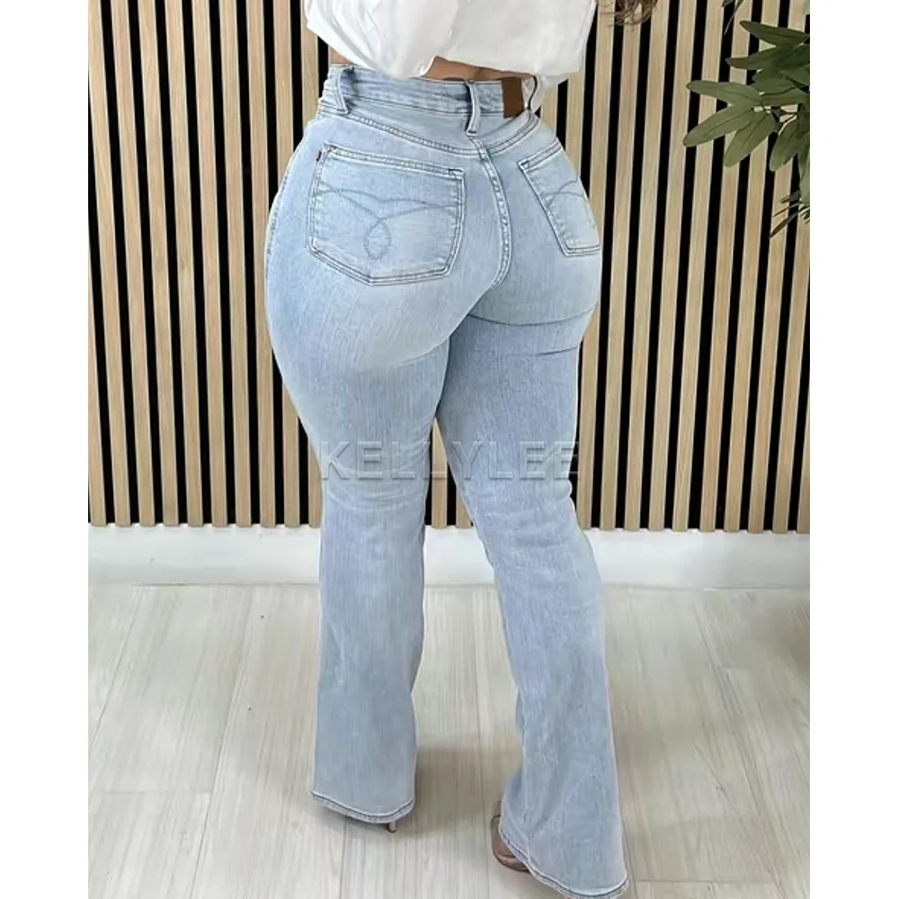 Stylish Push Up Full Length Straight Pants Ladies Y2K Streetwear Jeans High Waist Perfect Hip Trousers 2026 New Fashion Bottoms