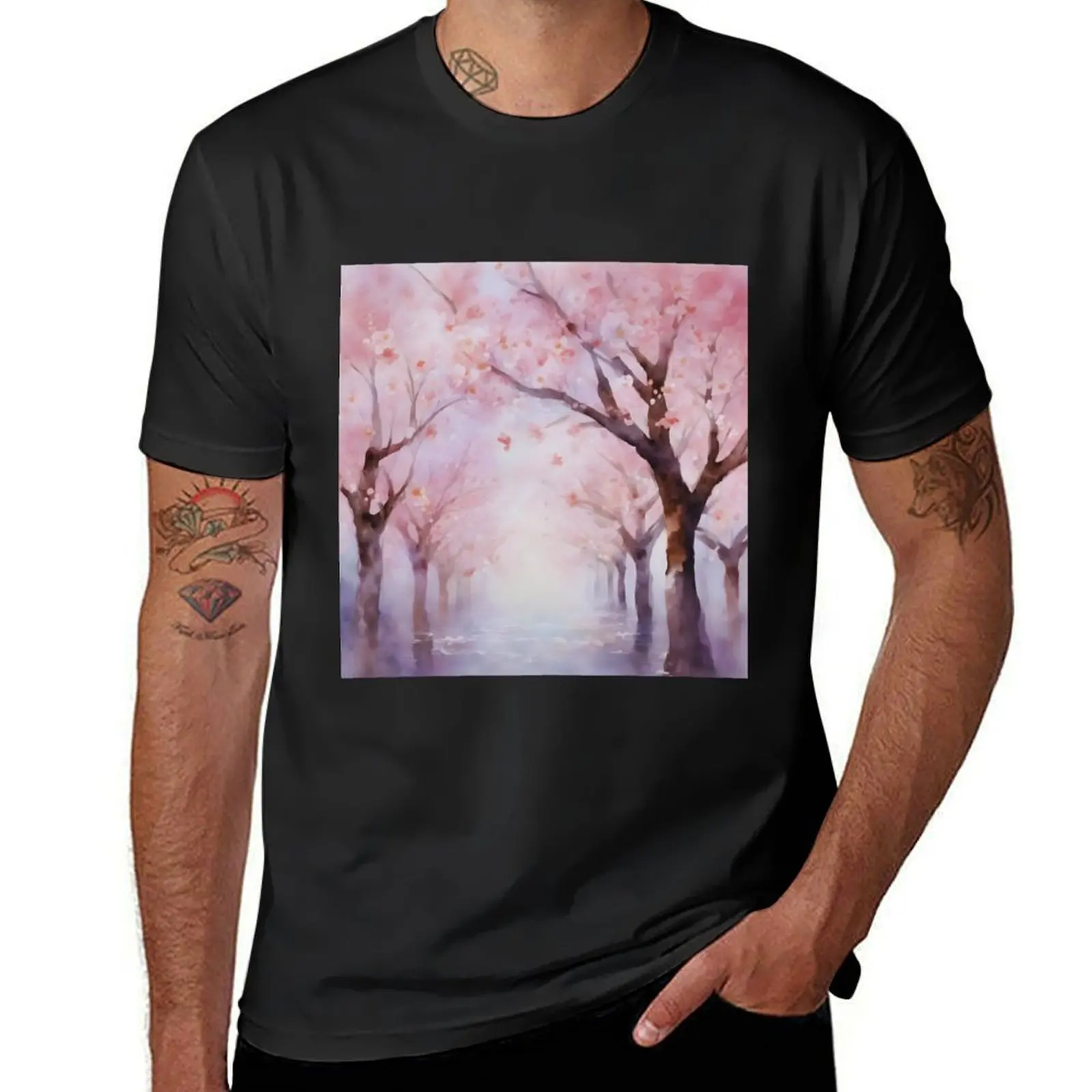 

Floating Cherry Blossom Serenity T-Shirt hippie clothes oversizeds summer clothes Short sleeve tee T-shirts for men cotton