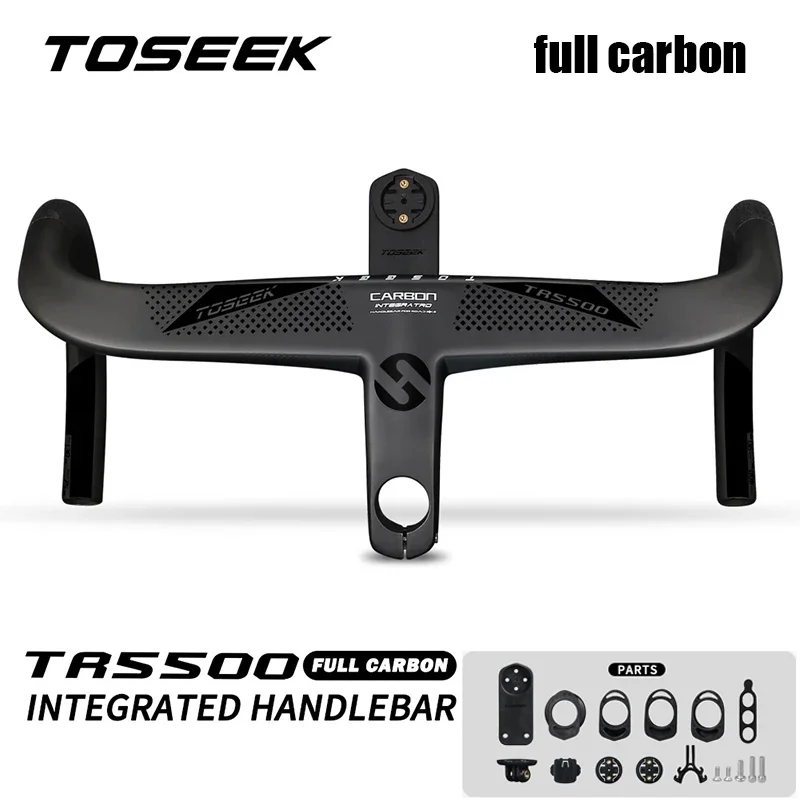 

TOSEEK Carbon Bike Handlebar Road Bicycle Integrated Drop Handle Bar with Stem 400mm 420mm 440mm Road Cycling Handle Bicycle Par