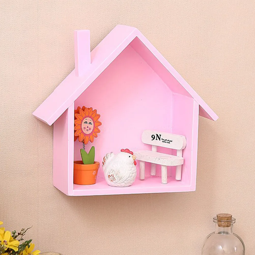 

2Pcs Small Shaped Wall Shelf Wooden Rustic Decorative Storage Rack for Living Room Bedroom Hallway Office Dorm