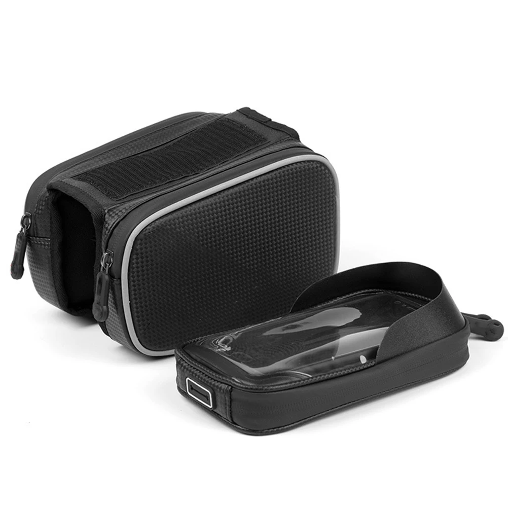 

Waterproof Bike Frame Pack 6.2Inch Touchscreen Handlebar Bag Cycling Shockproof Lightweight Durable Storage Space Black