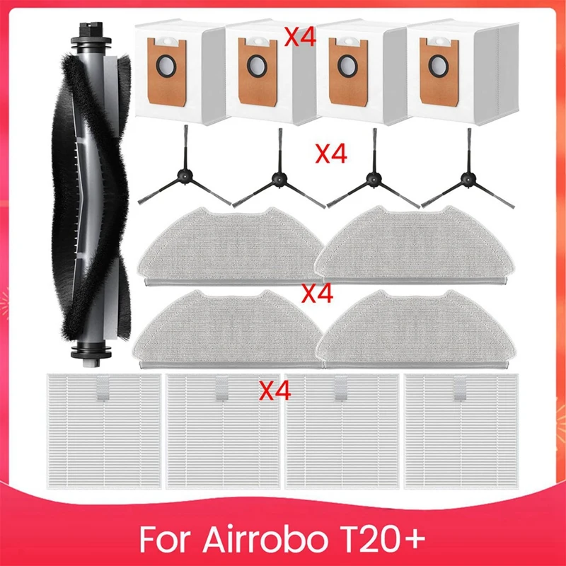 ABUD-запасные части для робота-пылесоса Airrobo T20+, основная боковая щетка, фильтр Hepa, швабра, тканевые мешки для пыли