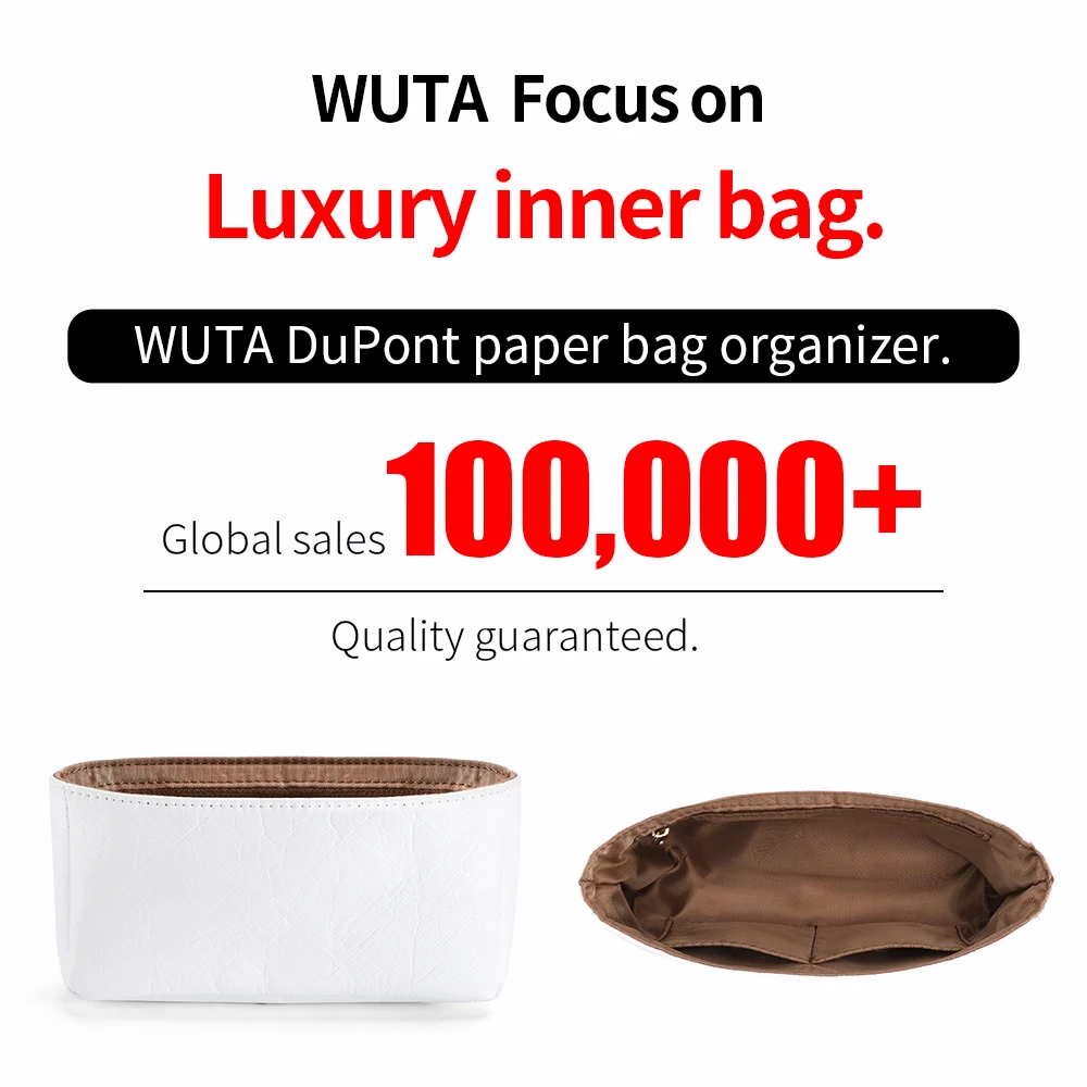 WUTA Dupont Paper Insert Bag Organizer with Crossboy Bag Strap  For LV Ivy Woc Handbag Inner Bag Storage Makeup Organizer Bag