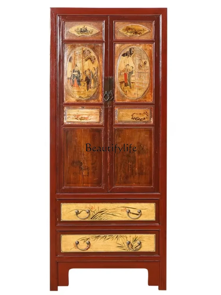

Solid wood new Chinese classical painted furniture bedroom wardrobe storage stand book