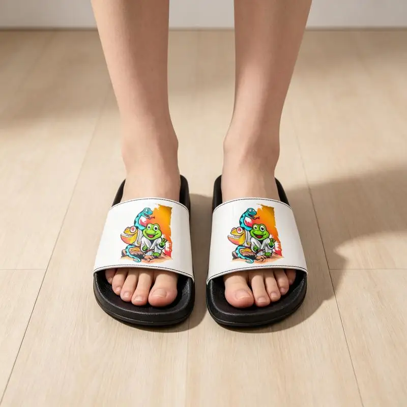 Ladies Men's home slippers，Soft and Comfortable，Suitable for indoor wear，Fun design，Bright graffiti - Style background
