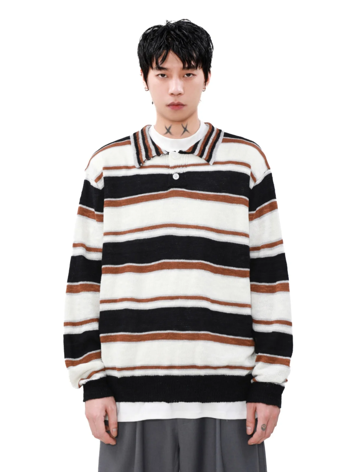 

Ретро-американский свитер для мужчин, осенне-зимний, модный, в стиле кэжуал, для пар, вязаный, свободного кроя, с длинными рукавами, повседневная одежда