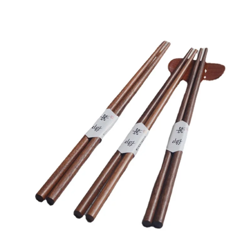 Japanese Walnut Chopsticks Solid Wood Pointed Round Chopsticks Wooden Tableware Eco-friendly Material Home Kitchen Supplies