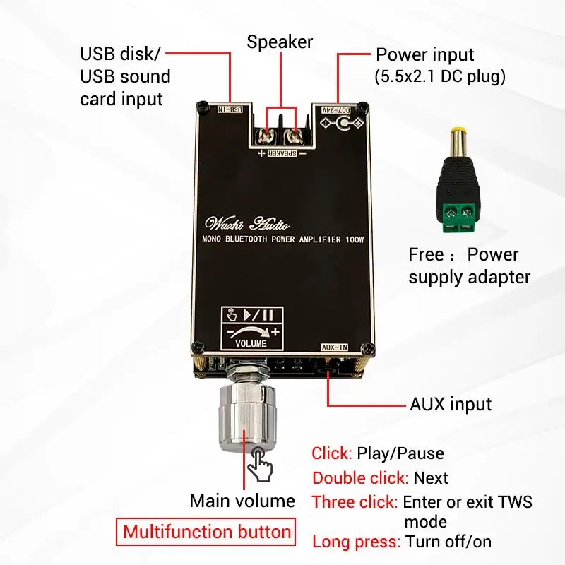 Bluetooth 5.1 TPA3116 D2 Mono 100W Bt Audio Power Amplifier Module AMP Amplificador Home Theater With TWS Mode view 4