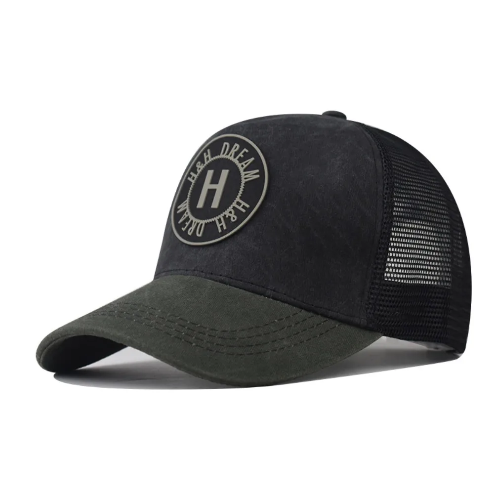 

Мужская и женская двухцветная бейсболка, дышащая сетчатая кепка с вышивкой, хлопковая солнцезащитная шляпа Snapback, шляпа в стиле хип-хоп