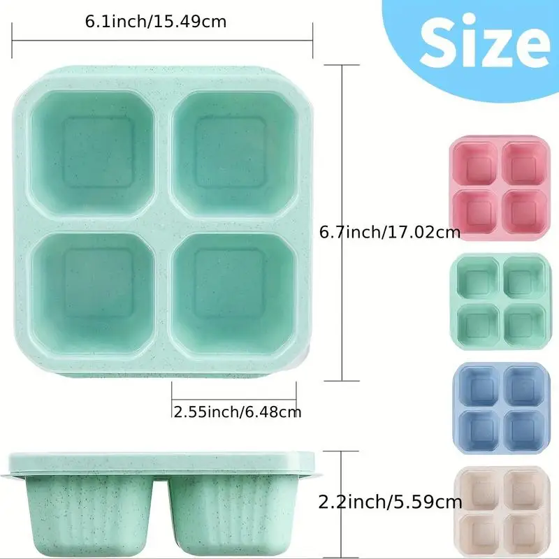 4 Compartments Bento Snack Box Reusable Meal Prep Lunch Containers Divided Food Storage for School Work Travel