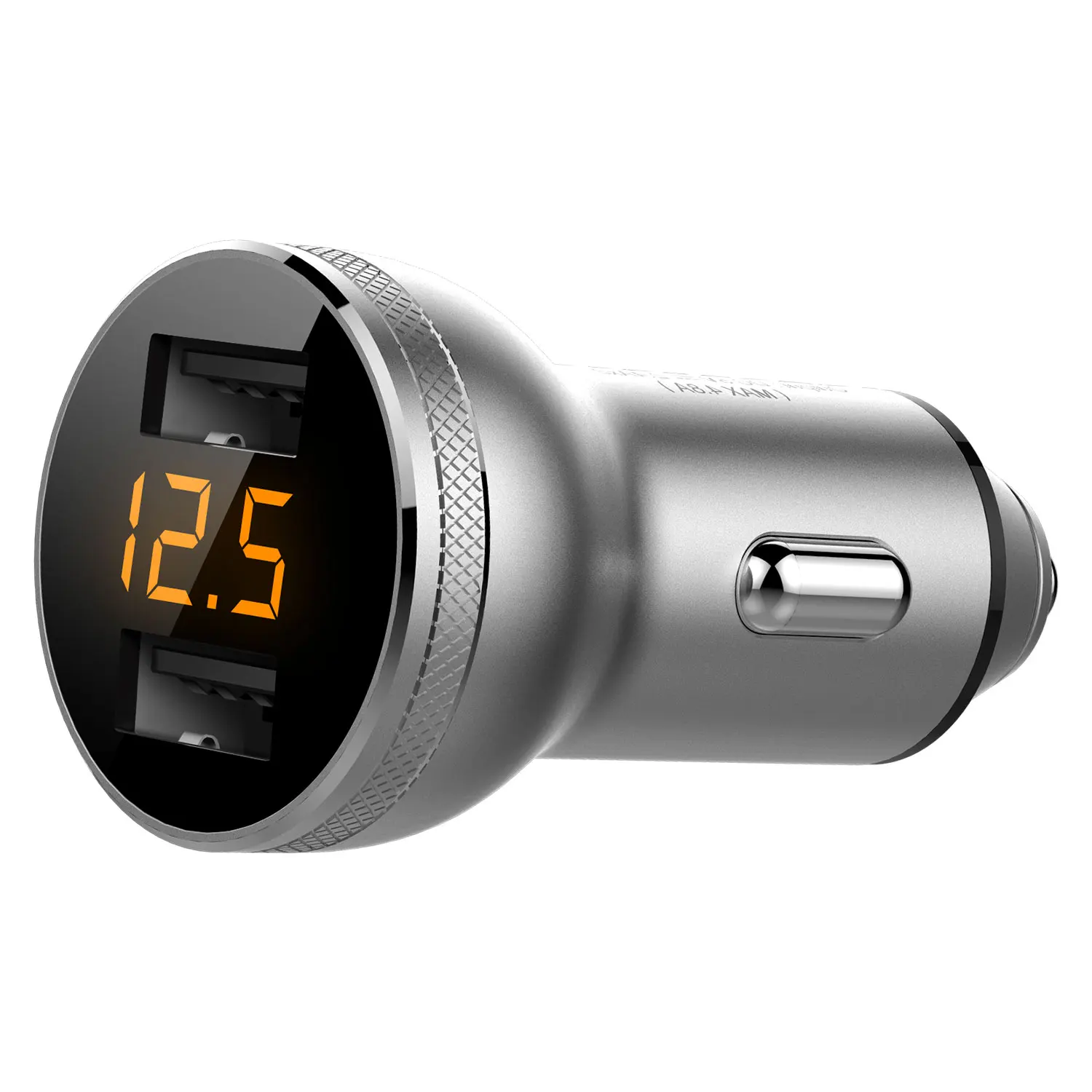 Car charger, fast charging, dual USB dual output, LED car battery voltage detection, on-board charger, made of high-grade alumin