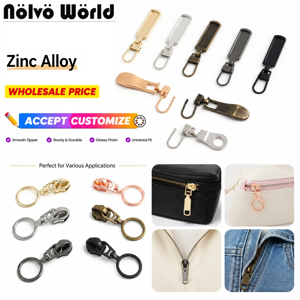 

10/30/100PCS 5# Universal Replacement Tab Zippers Head Puller Sliders For Suitcases Bags Clothing DIY Sewing Craft Accessories