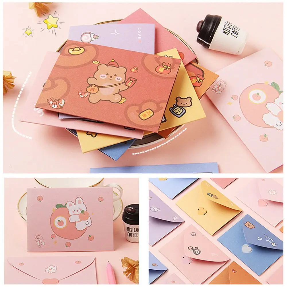 Bear Rabbit Postcard Gift Decoration Blessing Thank Envelope Birthday Card Letter Paper Greeting Card