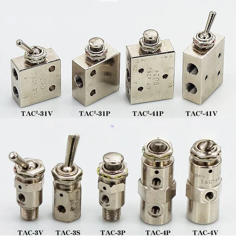 

3 Port Push Button Spring Return Pinned Lever Mechanical Valve Pneumatic Switch Valve TAC2-41V 41P 31V 31P 3p 3v 3S 41pp 4pp