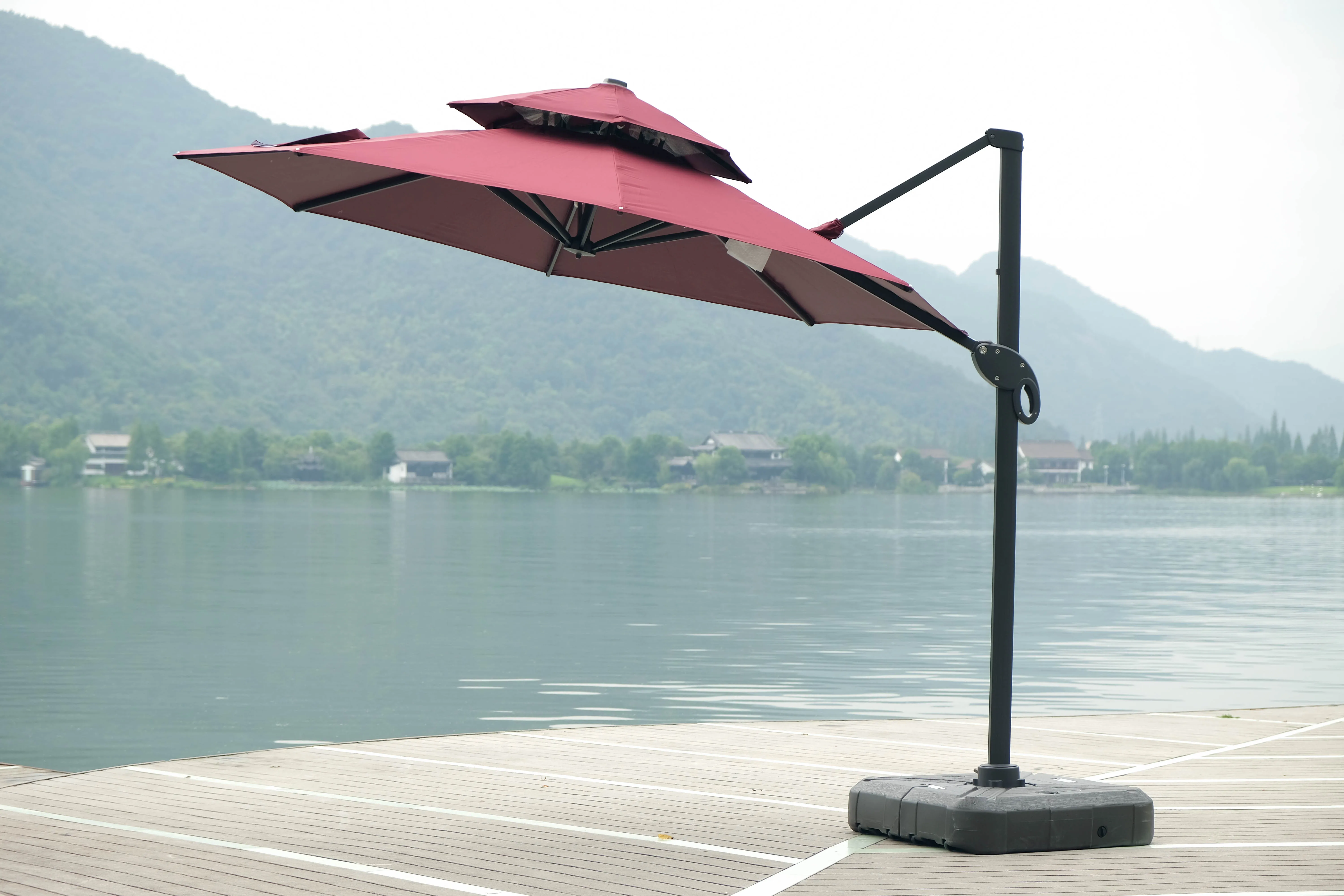 Custom Large Square Roman Parasol Umbrellas odern Aluminum Cantilever Outdoor Courtyard Patio Beach Garden Hotel Base Included
