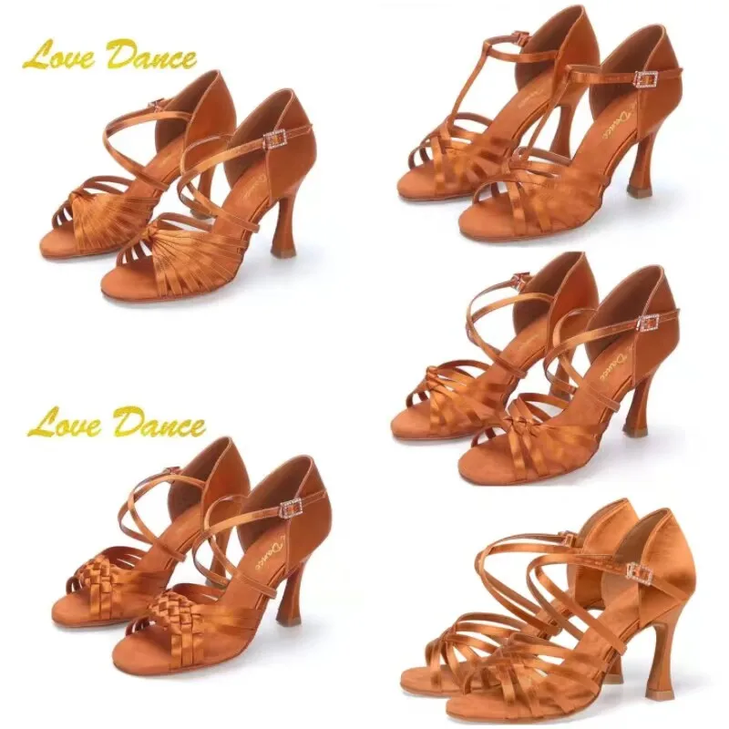 

UK Latin Dance Shoes professional women slim mid-high heel soft sole indoor competition beginner new 2026 great practice shoes