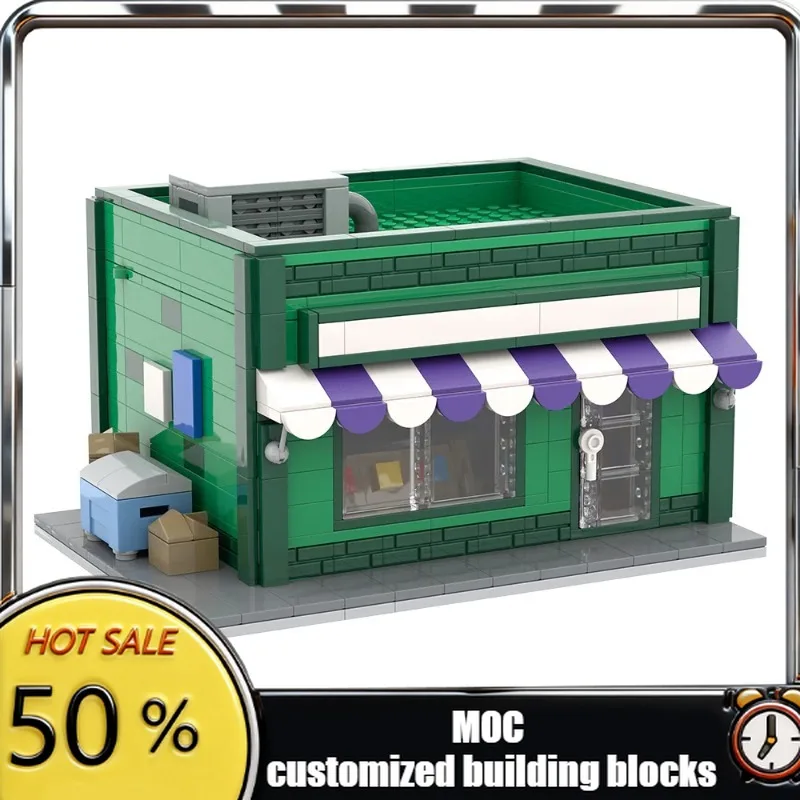 

Gobricks MOC Simpsoned Springfield Baseball Card Shop Modular Bricks Model Baseball Card Shop Modular Building Blocks Toys Gift