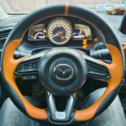 Leather for Mazda 6 Atenza Mazda 3 Axela CX4 CX5 CX30 Hand Sewing Car Steering Wheel Cover Interior Protector Car Accessories