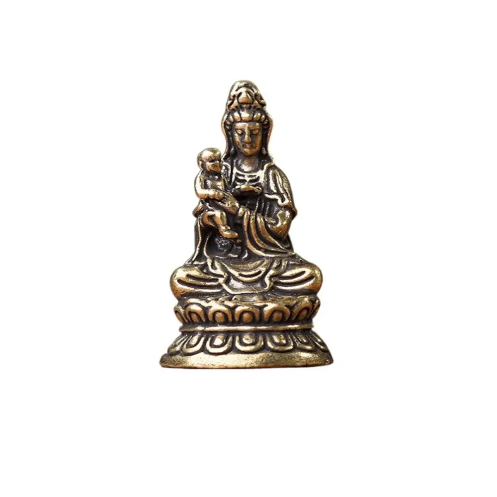 Mini Guanyin Buddha Statue Meditate Figurine GuanYin Bodhisattva Ornament Religions Guanyin Buddha Brass Buddha Ornament
