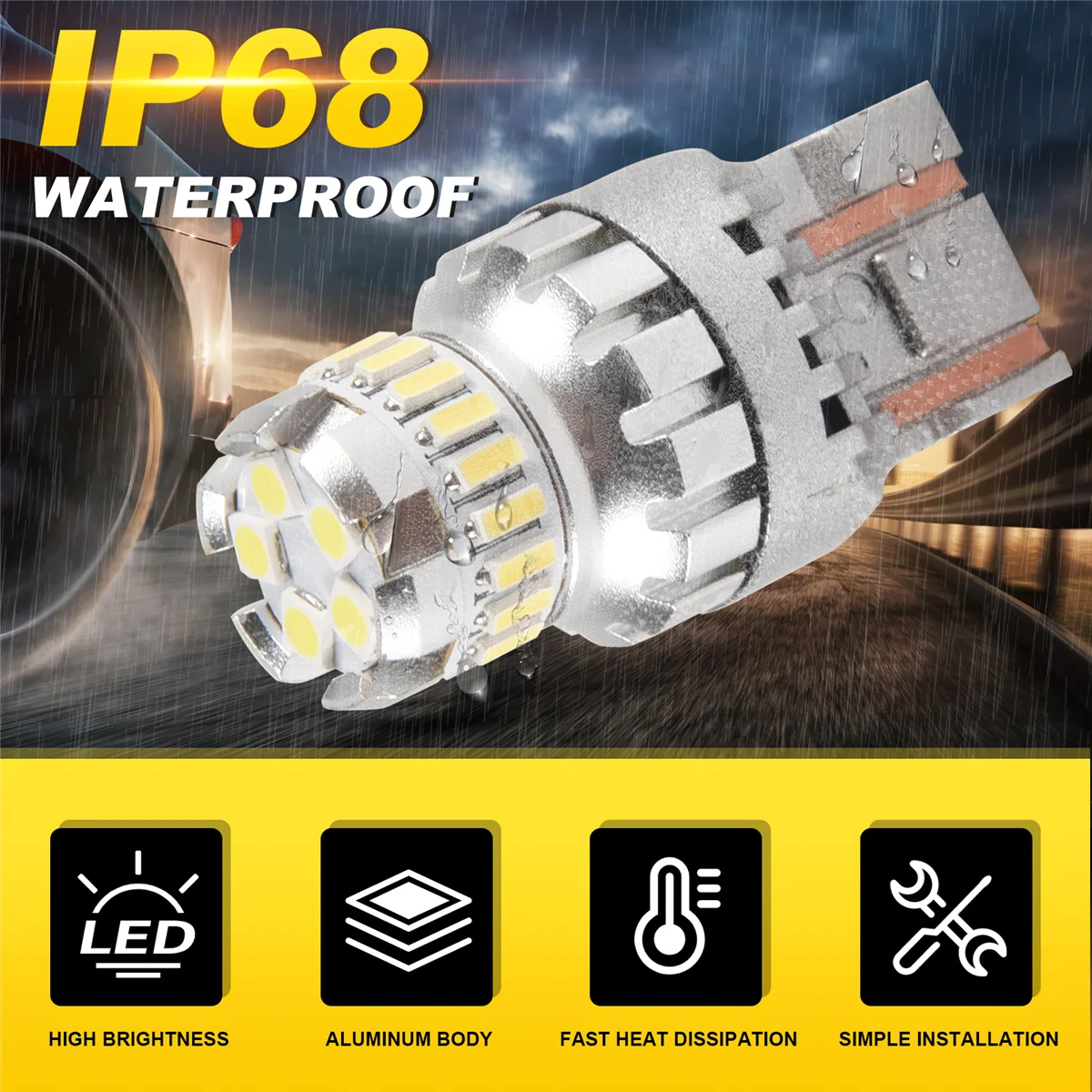 AT77 Auto T20 7440 W21W LED Canbus Achteruitrijlichten W21/5 W 7443 LED Lamp Rem Richtingaanwijzers 6500 K Super Heldere Achterlicht