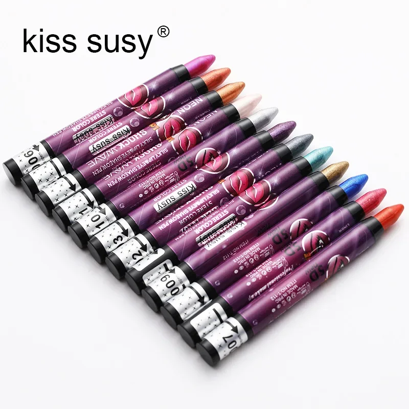 2 In 1 Eye Shadow Lipstick Pen Waterproof Not Smudge Eye Shadow Stick Lip Makeup Pen Glitter Shimmer Long-lasting Eye Shadow Pen