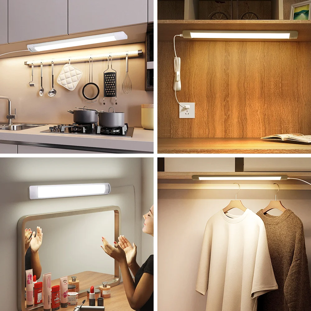 Dimming Led Cabinet Light with Remote control Led Tube Lighting for Kitchen Living Room Adjustable Brightness Wall Closet Lamp