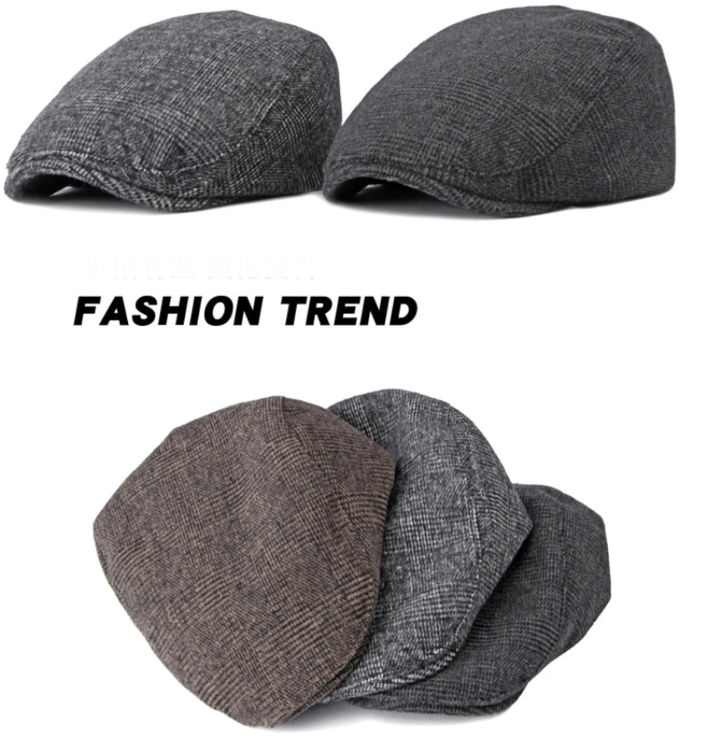 HT4143 Herren- und Damen-Baskenmütze, Retro-Karo-Künstlermütze, flache Ivy-Mütze für Herren und Damen, für Frühling, Herbst und Winter. – Detail 4