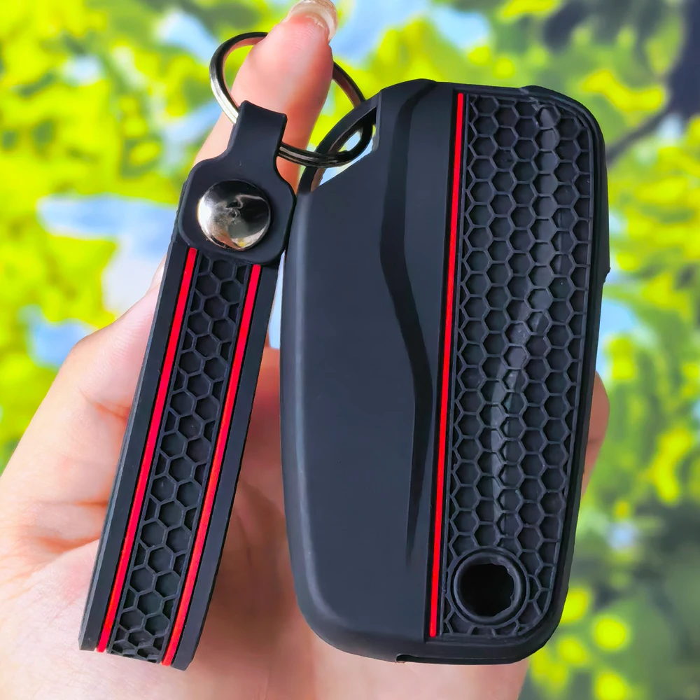 Bold Central Stripe Honeycomb Key Case With Keychain for DUCATI Multistrada V2 V2S V4 V4S 1260S 950S Key Fob Cover