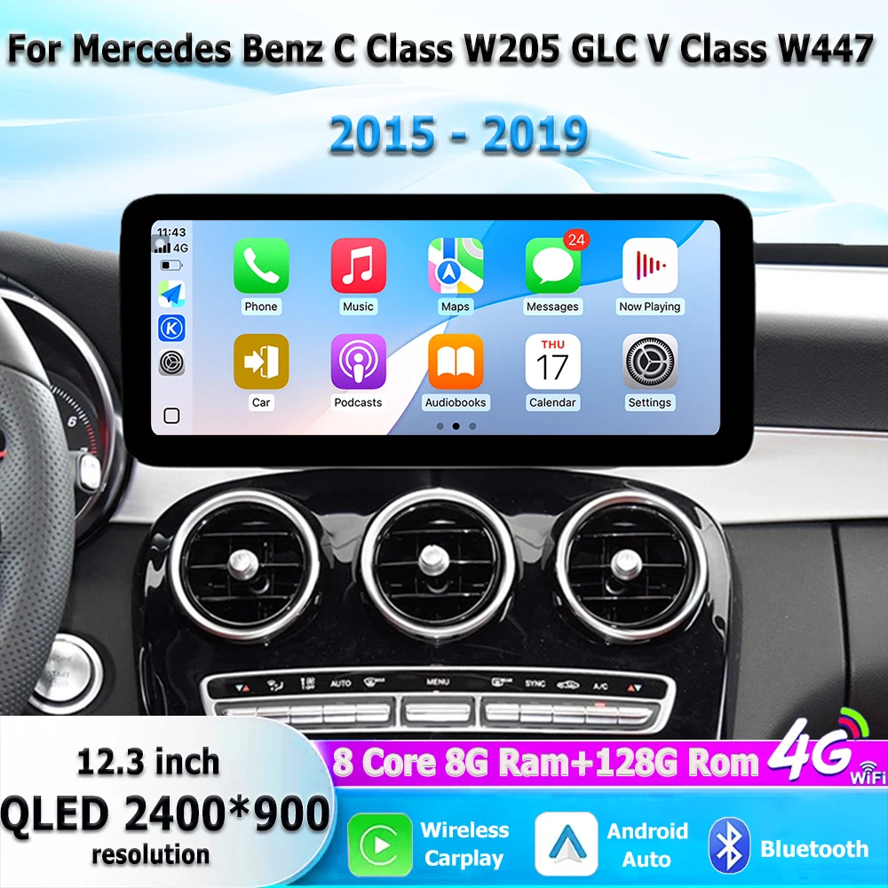 Для Mercedes Benz C Class W205 GLC V Class W447 2015-2019 Автомобильный мультимедийный плеевой стерео радио инструменты DSP Wireless Carplay Для Mercedes Benz C Class W205 GLC V Class W447 2015-2019 Автомобильный мультимедийный плеевой стерео радио инструменты DSP Wireless Carplay