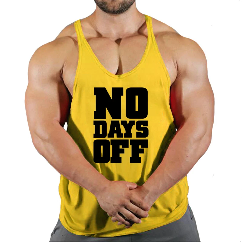 Men Muscle Stringer Cotton Underwear Sleeveless Tanks Running Vest Undershirts No Days Off Gym Clothing Bodybuilding Tank Tops