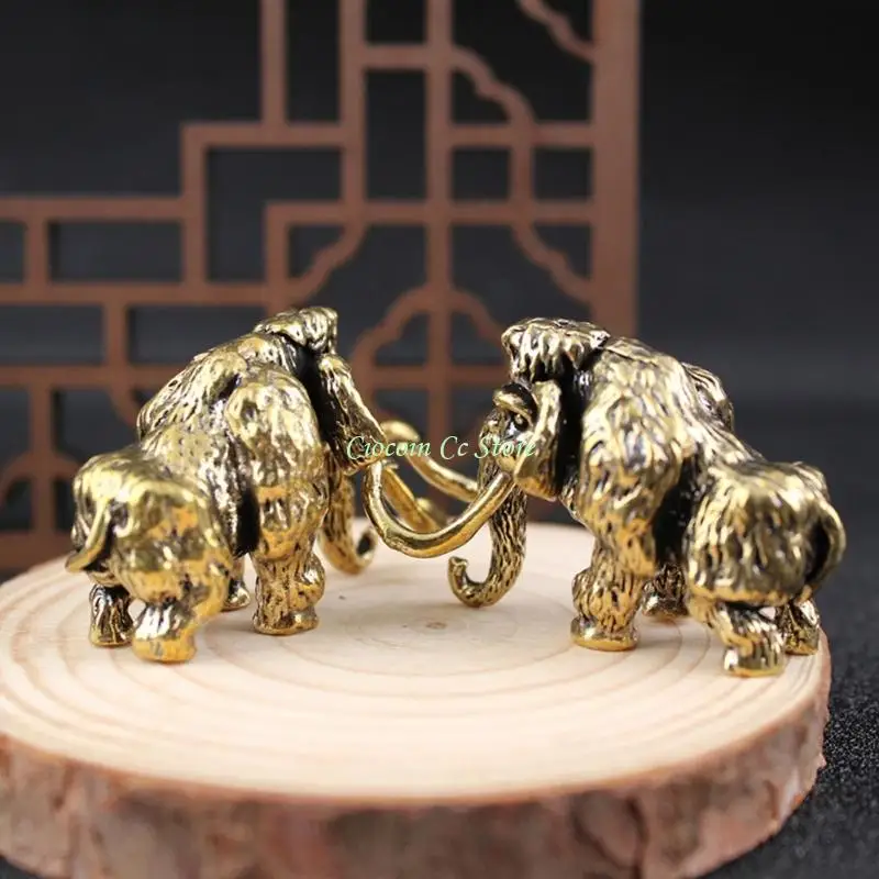X90F Metal Mammoths Statue Mammuts Figurine Sculpture Ornament for Bookshelf Home Decors Fengshui Ornament Collections Gift