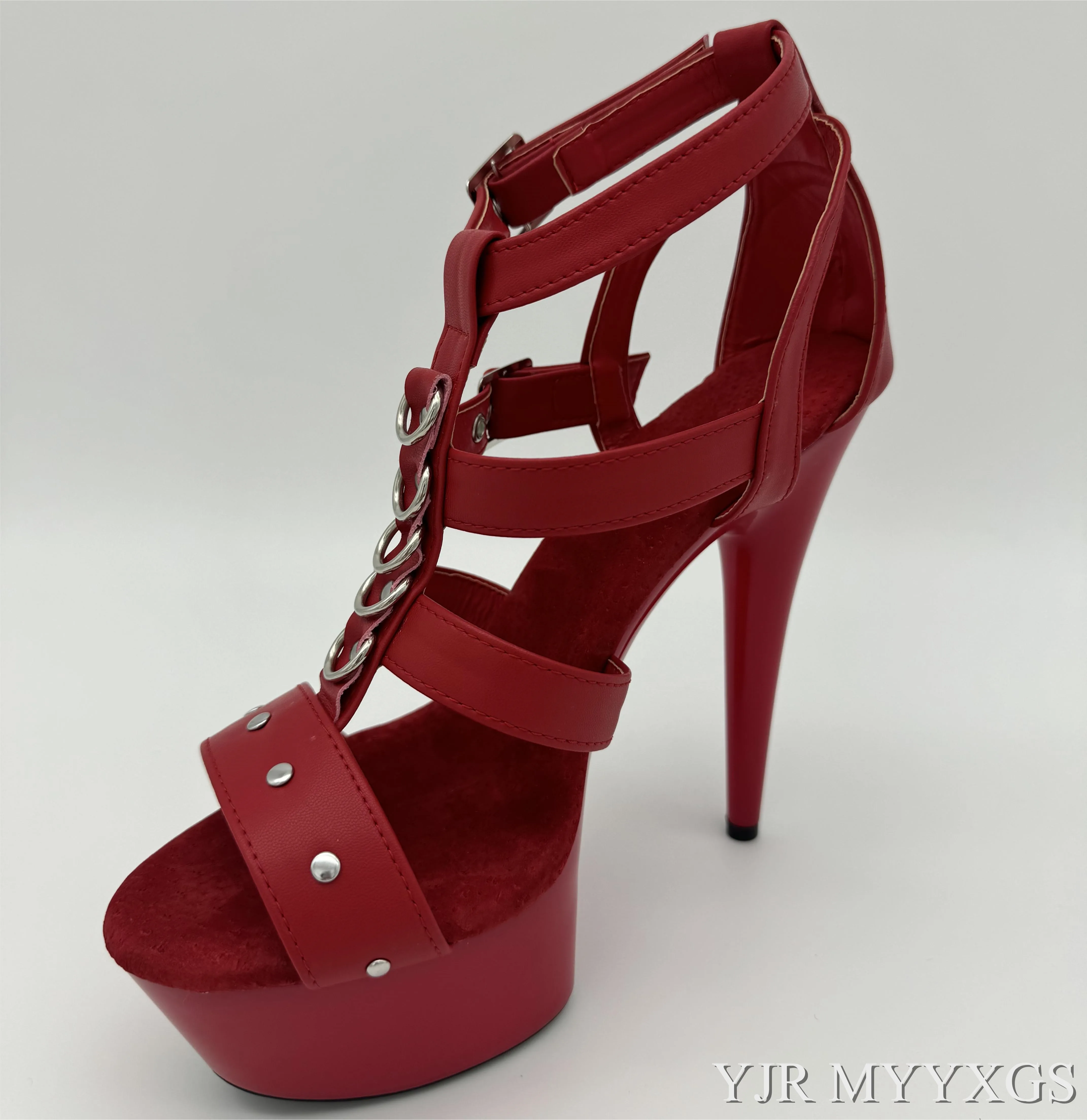 Fashion star shoes 15cm women's high heels shoes platform sandals package with women's shoes 6 inch heel with buckle studs strap