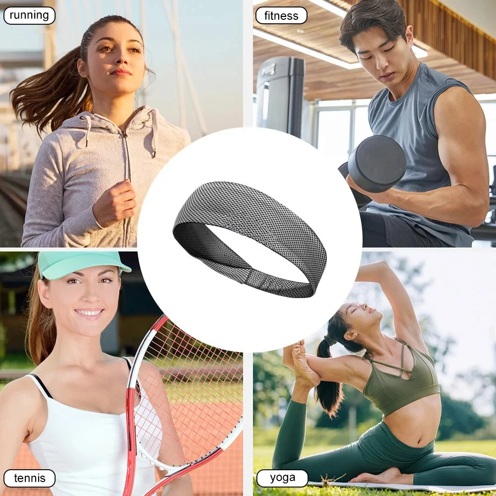 Summer Sport Headband Breathable Fitness Sweatband Non Slip Elastic Tennis Headband Sweat Wicking Lightweight Running Hairband image 6