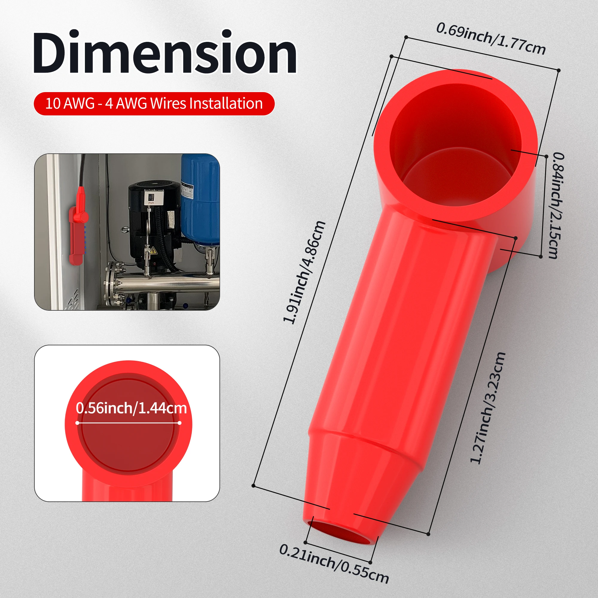 10PCS Battery Terminal Cover Silicone Boot Fit for 10 AWG - 4 AWG & 4 AWG - 2/0 AWG Wire Terminal for Power Junction Block view 3