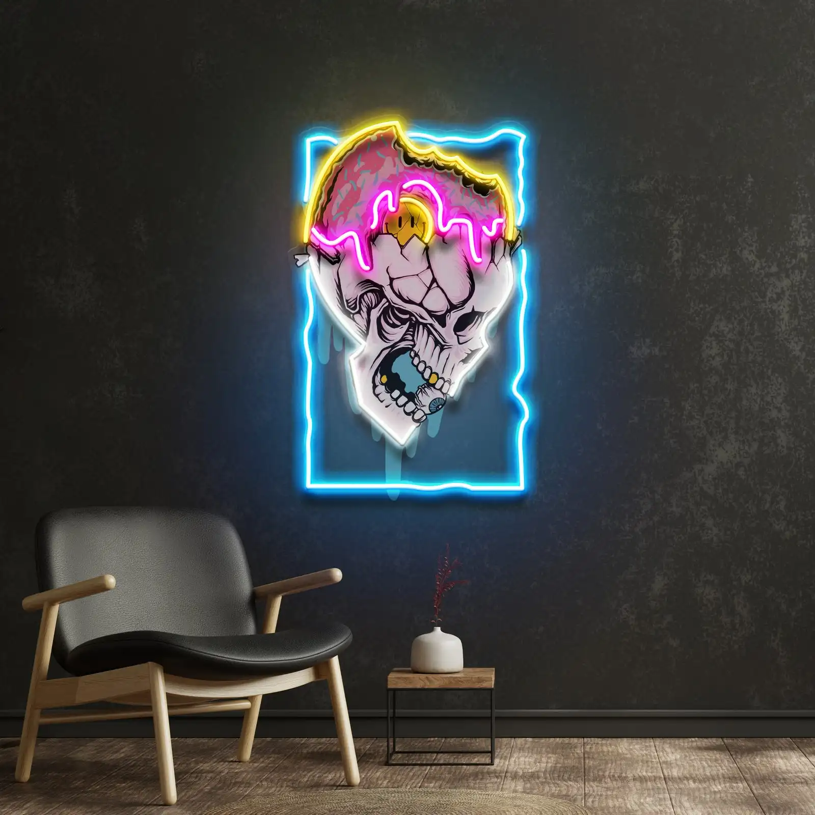 Imagem -03 - Sinal de Luz de Neon Personalizado Crânio Desenhos Animados Anime Neon Signs Quarto Sala de Jogos Neon Wall Art Decor Impressão uv Led Night Lights Feito à Mão