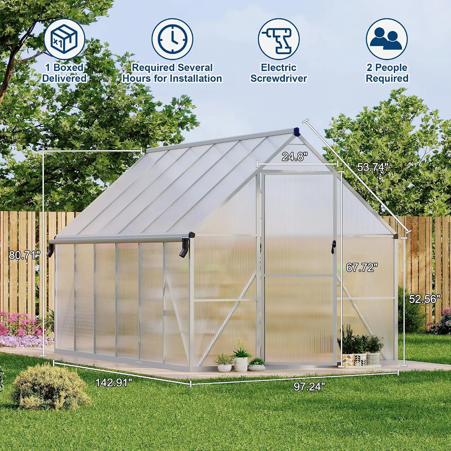 โรงเรือนโพลีคาร์บอเนตโครงอะลูม - Polycarbonate Greenhouse Aluminum Frame บทวิจารณ์และราคา