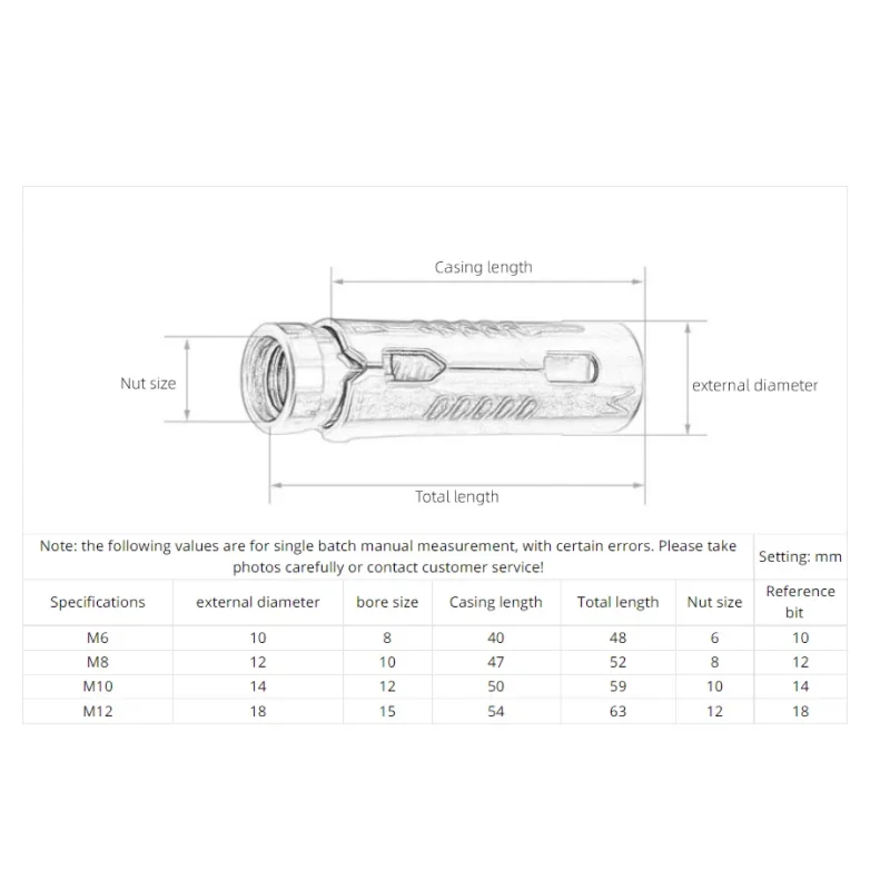 M6 M8 M10 M12 304 Stainless Steel SUS Fish Scale Tube Three-piece One-piece Gecko Internal Expansion Bolt Concrete Anchor Screw