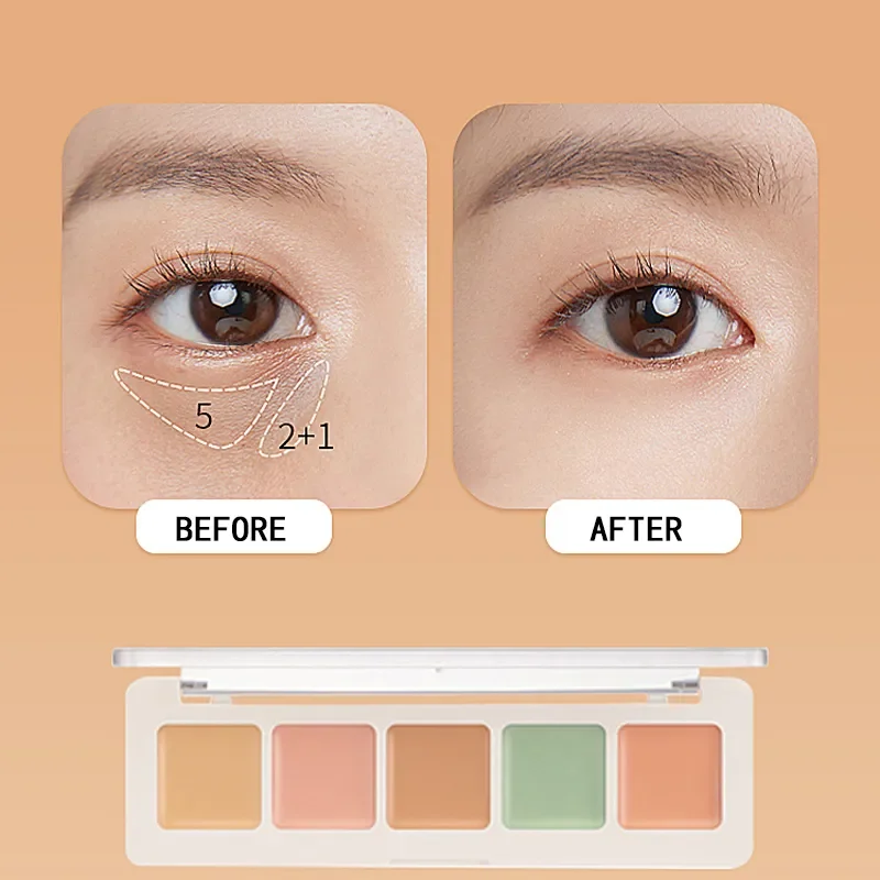 5 Color Concealer Palette Cover Acne Dark Dark Circles Face Concealer Foundation Long Lasting Brightening Face Ladies Cosmetics