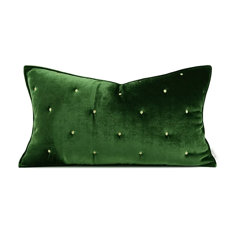 Green Velvet Pillows Retro Soft Lumbar Cushion Case Modern Luxury Art Room Decorative Pillow Cover For Sofa Chair Home Decorate