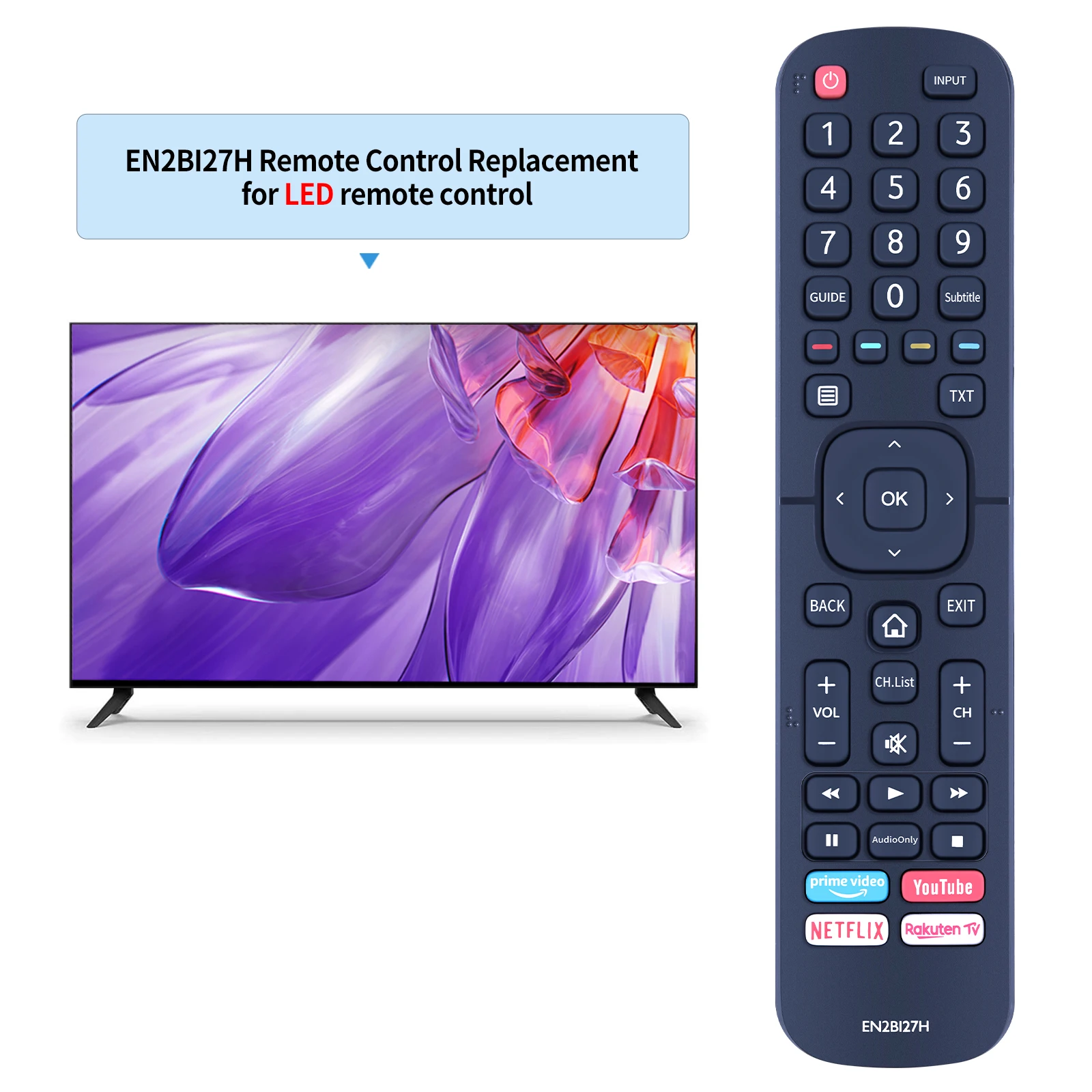 Remote control EN2BI27H for Hisense TV H43B7500UK H50B7500UK H43B7500 H50B7500 H65B7500 H75B7510