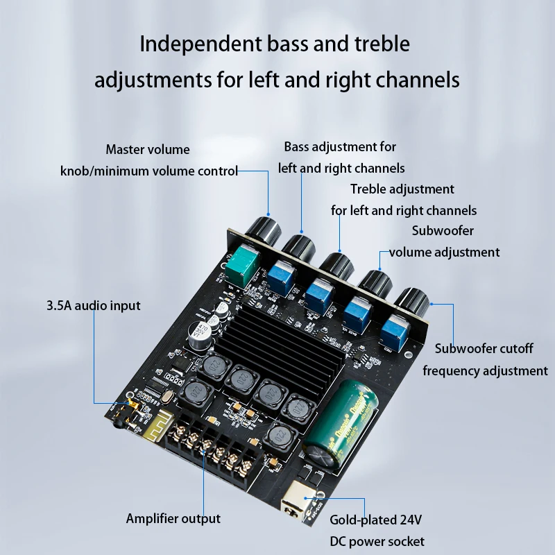 TOKBAN TPA3116 50 واط * 2 + 100 واط 2.1 قناة مكبر للصوت مع بلوتوث رقمي 5.0 وHIFI الفئة D للمسرح المنزلي