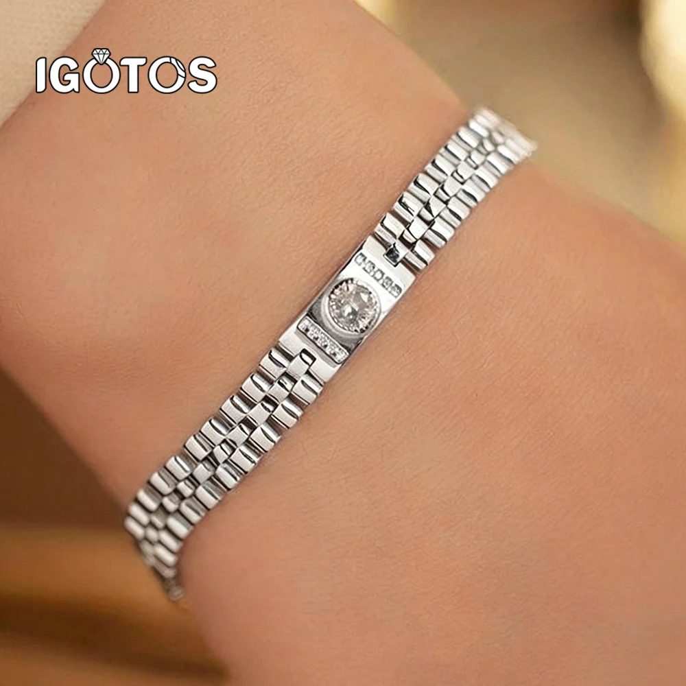 

IGOTOS 4 мм циркониевый браслет-цепочка для часов для женщин и мужчин, стерлинговое серебро 925 пробы, позолоченный браслет из 18-каратного золота с драгоценными камнями, вечерние ювелирные изделия