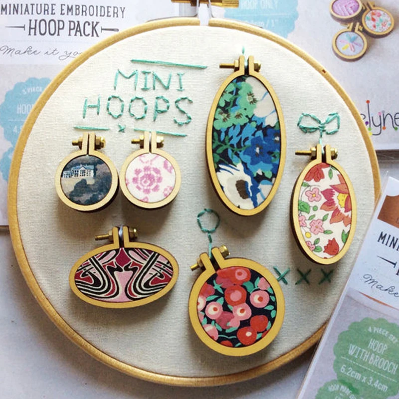 Mini Embroidery Hoop Wooden Embroidery Frame Small Hand Stitching Hoop Cross Framing Hoop Wood Earring DIY Gift