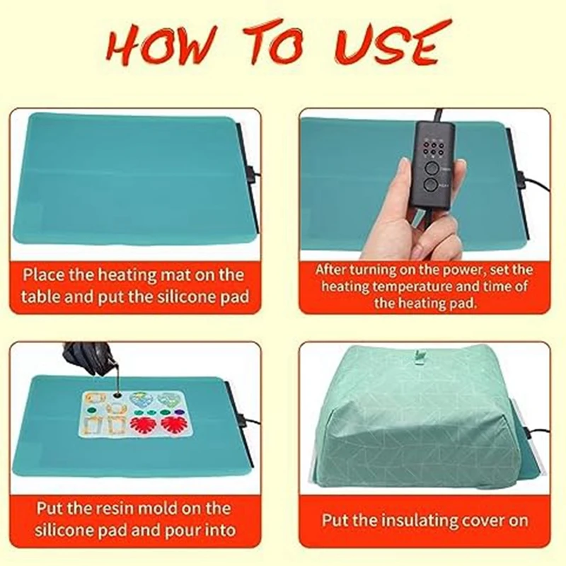 Resin Heating Pad With Timer And Lid-Epoxy Resin Drying Tool Set, Resin Silicone Mold Heating Pad,Resin Supplies US Plug Durable