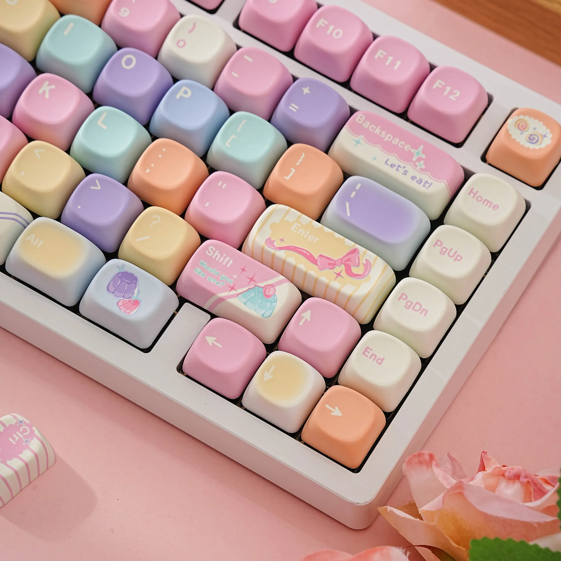 Jelly Mechanical Keyboard Keycaps Spanish French Russian German Abnt2 Japanese Korean UK Arabic MOA Profile PBT Keycap 7U ISO view 3