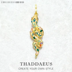 Pendant Golden-coloured Twisted Snake,Summer Boho Jewelry Pure 925 Sterling Silver Gift For Women