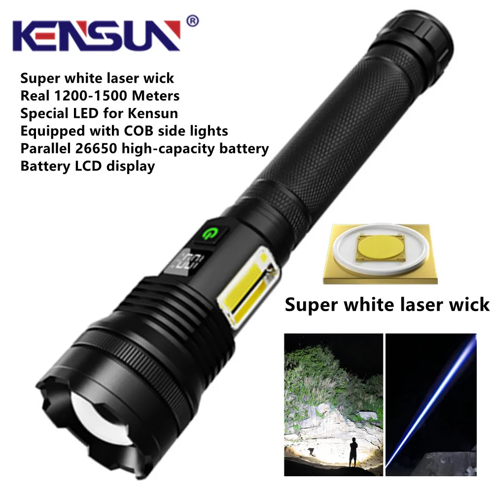 

Powerful Spotlight Long Range LED Flashlight Type-C Rechargeable Telescopic Zoom Focusing Spotlight Lamp Super Bright Tactical