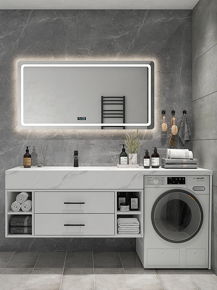 Bathroom Washing Machine Wash Basin Integrated Cabinet Combination Slate Seamless Basin Wash Table Toilet